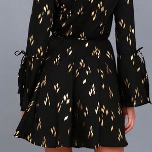 Lulus gold detail flair dress